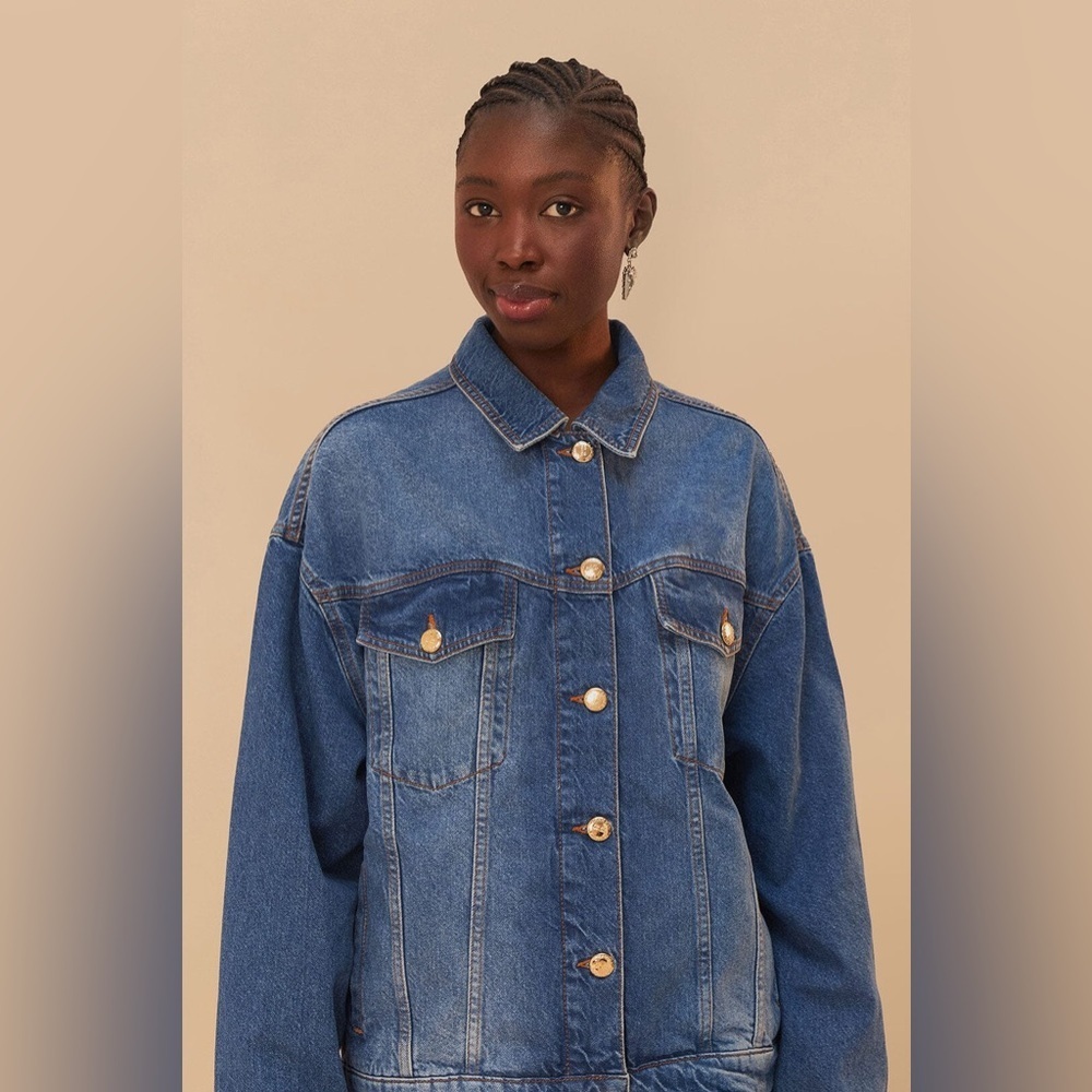Farm Rio: Denim Buttoned Jacket / Jeans Jacket - Picture 5 of 13